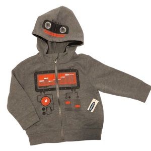 Old Navy Grey Robot  Full Zip Hoodie Toddler Size 18-24Mo